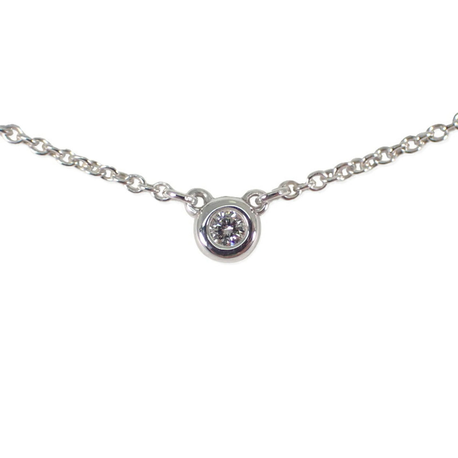 TIFFANY 925 Diamond By the Yard Necklace 1pc: TIFFANY 925 Diamond By the Yard Necklace 1pc Tiffany & Co. diamond by the yard necklace made of sterling silver 925, featuring a 3.6mm diamond pendant, for women, used in very good condition. Item