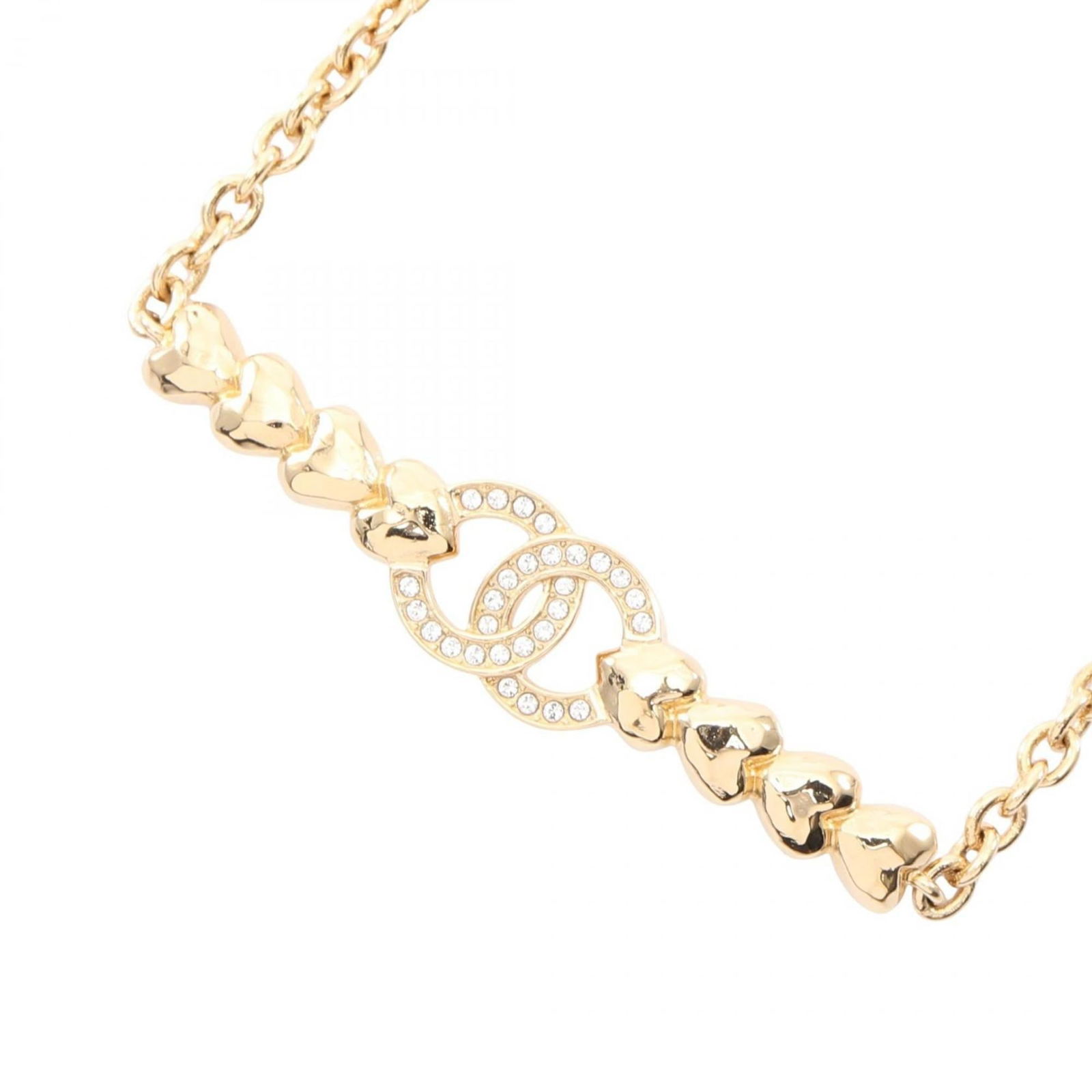 CHANEL Women's Heart Necklace with Gold-Plated Rhinestones, Gold and Clear (1 of 7)