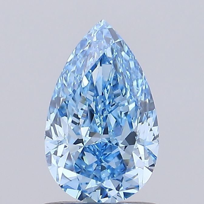 Loose Lab Diamond IGI Pear 1.07ct Fancy Vivid Blue VS1: Loose Lab Diamond IGI Pear 1.07ct Fancy Vivid Blue VS1 Loose Lab Diamond weighing 1.07ct in Fancy Vivid Blue color and VS1 clarity, certified by IGI, with dimensions of 8.37L x 5.15W x 3.57H. Item Spe