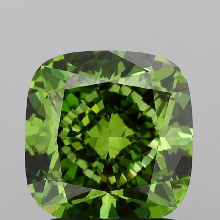 Loose Lab Diamond IGI Cushion Modified 2.01ct Fancy Vivid Green VVS2: Loose Lab Diamond IGI Cushion Modified 2.01ct Fancy Vivid Green VVS2 Loose lab-grown diamond, IGI certified, cushion modified shape, 2.01ct, Fancy Vivid Green color, VVS2 clarity, with excellent polis