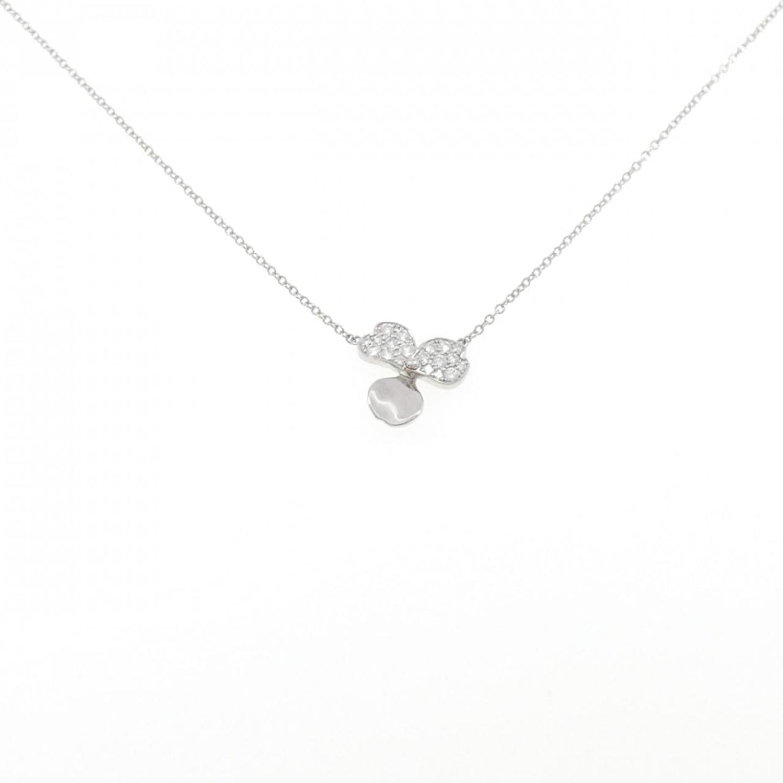 Tiffany Necklace Paper Flower: Tiffany Necklace Paper Flower Tiffany pendant necklace made of 950 platinum for women, featuring a diamond, with a neck circumference of 40 cm and a pendant size of 12.1mm x 12mm. The item is used and