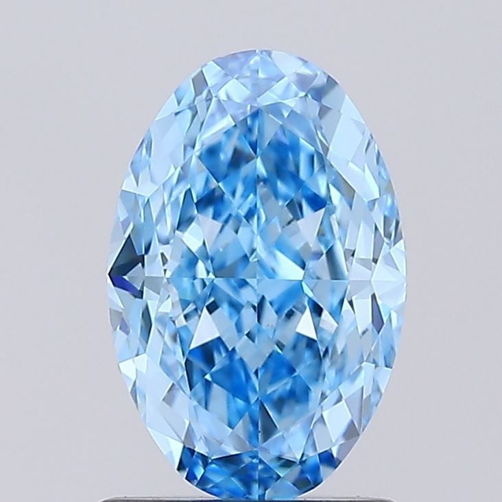 Loose Lab Diamond IGI Oval 1.38ct Fancy Vivid Blue VVS2: Loose Lab Diamond IGI Oval 1.38ct Fancy Vivid Blue VVS2 Loose lab-grown diamond weighing 2.6ct with E color and VVS2 clarity, certified by IGI, featuring excellent polish and symmetry. Item