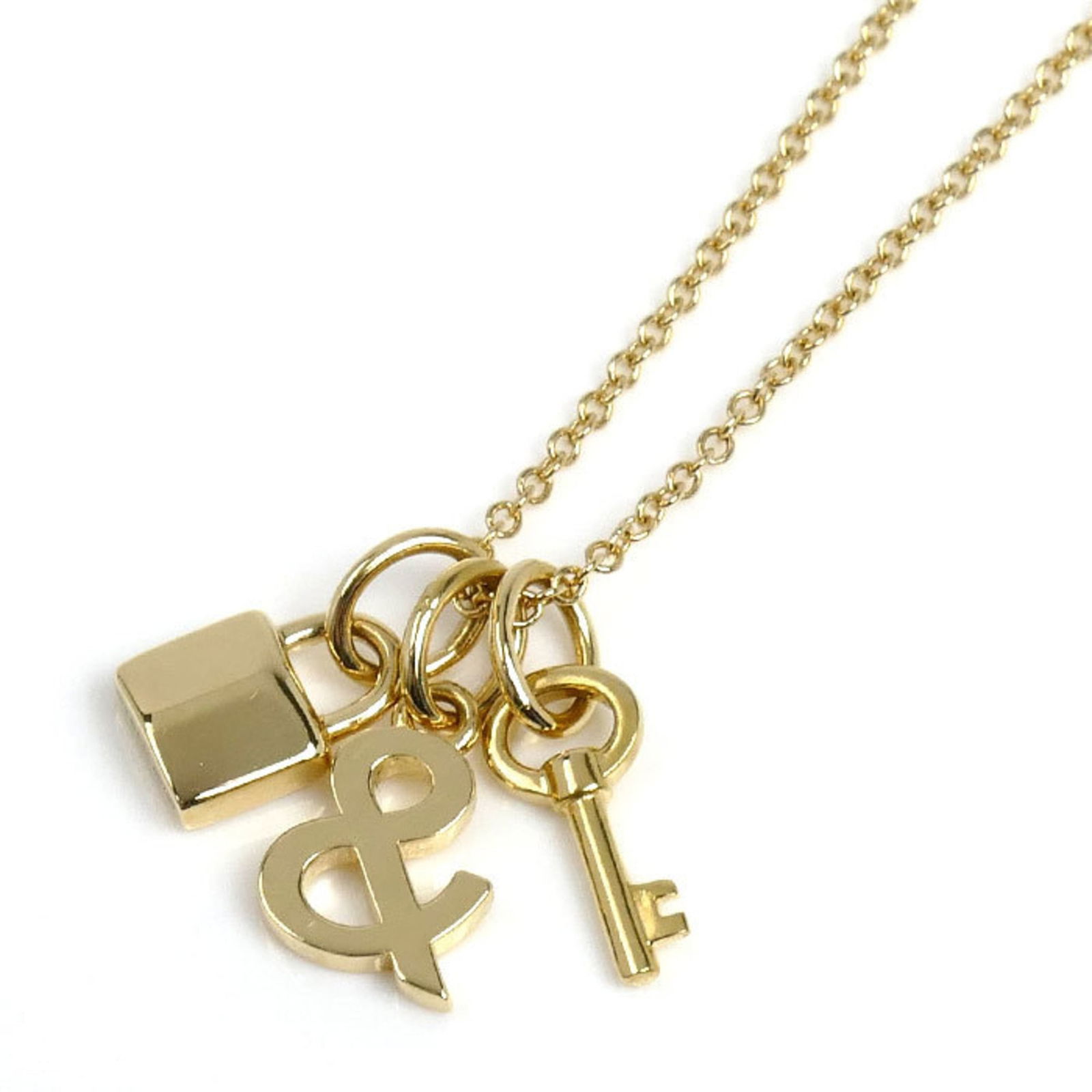 Tiffany & Co. 18K Yellow Gold Love Lock and Key Necklace, 3.4g, 45cm, Women's (1 of 6)
