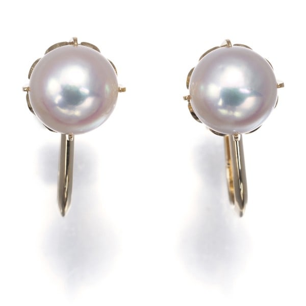 Mikimoto 14K Yellow Gold Akoya Pearl Earrings 7.3mm Solitaire: Mikimoto 14K Yellow Gold Akoya Pearl Earrings 7.3mm Solitaire Mikimoto 14K Yellow Gold Akoya Pearl Earrings featuring 7.3mm solitaire pearls. These clip-on earrings are made of 14k yellow gold, with