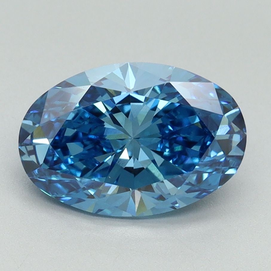Loose Lab Diamond IGI Oval 2.03ct Fancy Vivid Blue VS1: Loose Lab Diamond IGI Oval 2.03ct Fancy Vivid Blue VS1 Loose Lab Diamond IGI Oval weighing 2.03ct with a Fancy Vivid Blue color and VS1 clarity. Certified by IGI, it features EX polish and symmetry,