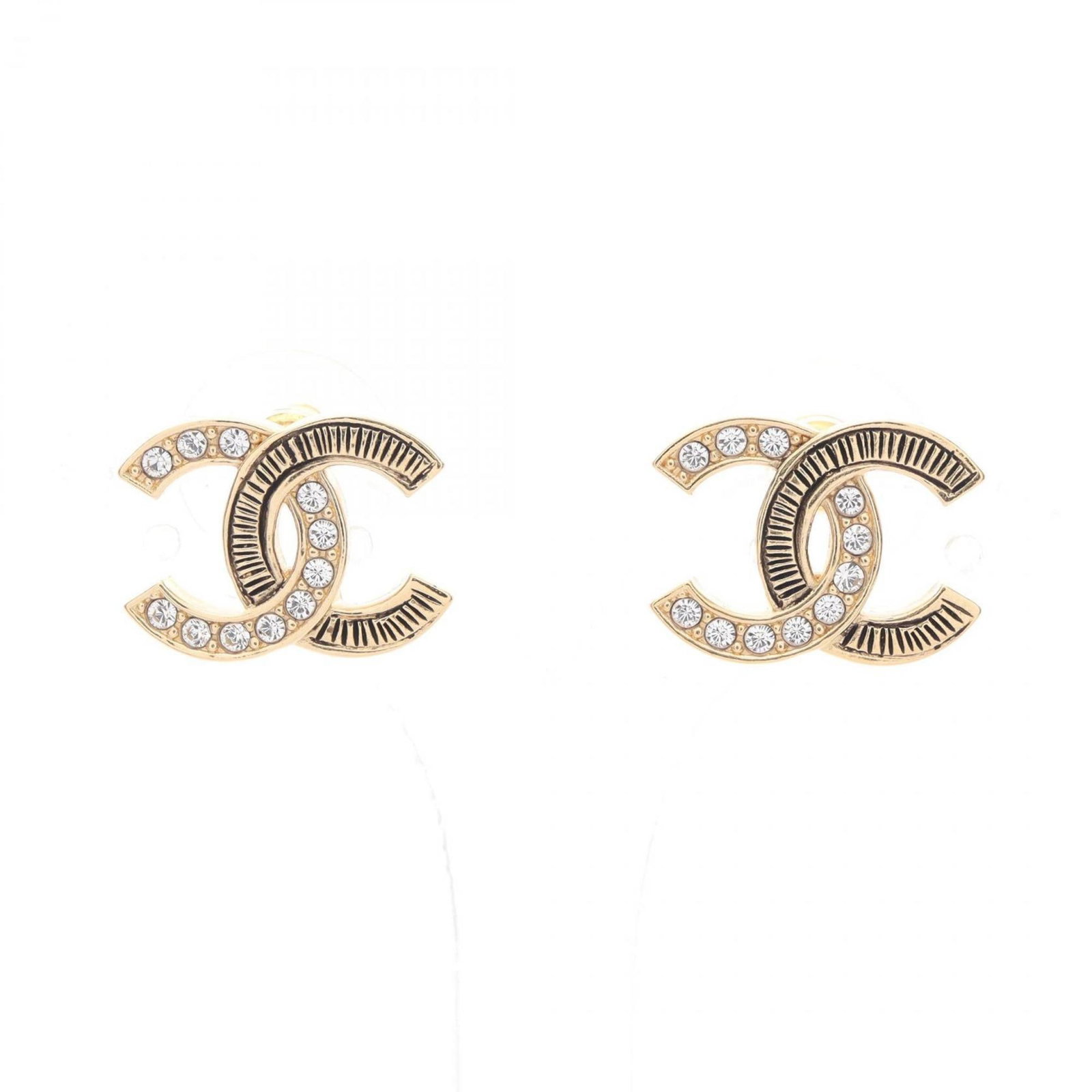 Chanel Gold Plating Stud Earrings with Rhinestone (1 of 5)