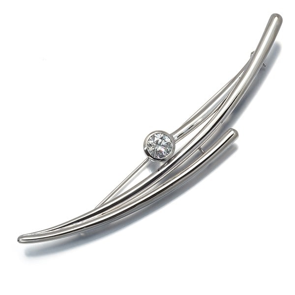 Tasaki Diamond Brooch 1.21ct 900 Platinum (1 of 5)