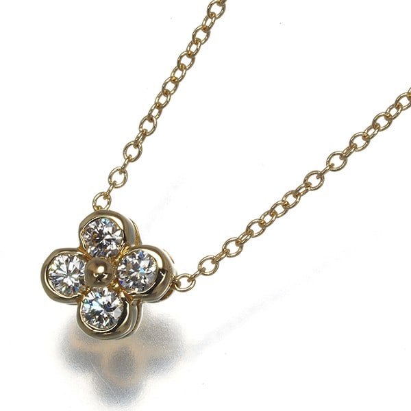 18K 750 Yellow Gold Tiffany&Co. Diamond Bezel Flower Necklace (1 of 4)
