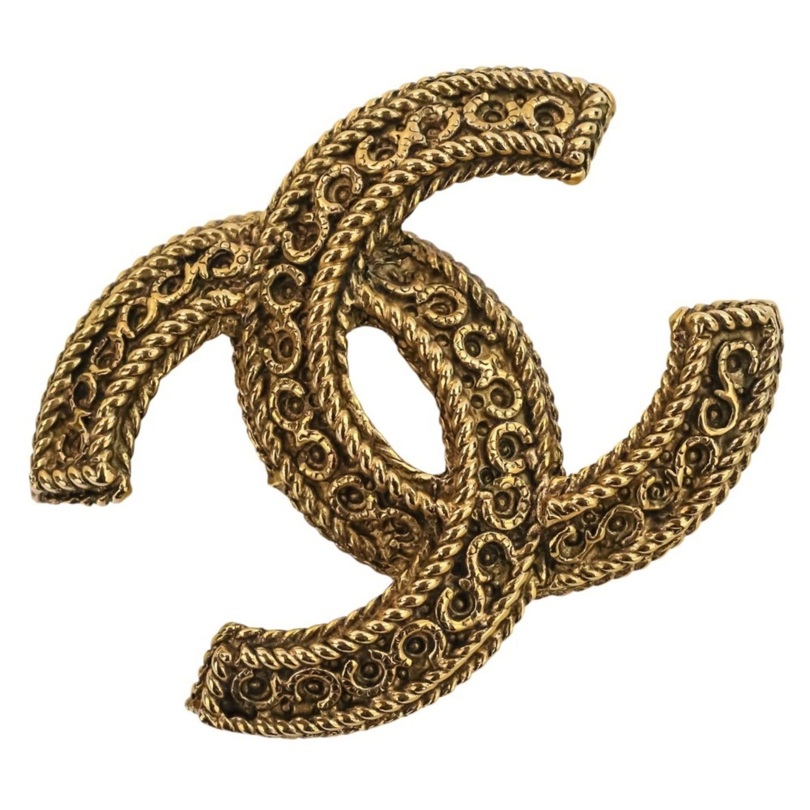 Brooch Chanel: Brooch Chanel Chanel brooch in gold color, measuring 3.5cm x 4.5cm, in used (like new) condition. Item Specifics: Brand: Chanel Type: Brooch Gender: Women Color: Gold Size (Hxwxd): 3.5cm x 4.5cm /