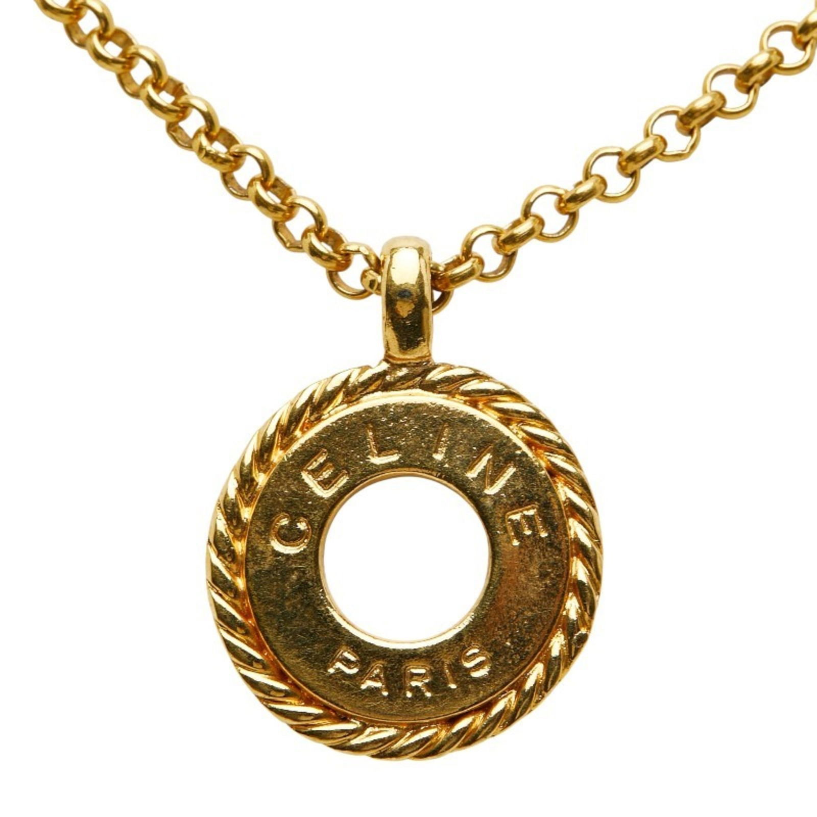 Celine Gold Plated Circle Logo Necklace, Women's (1 of 6)