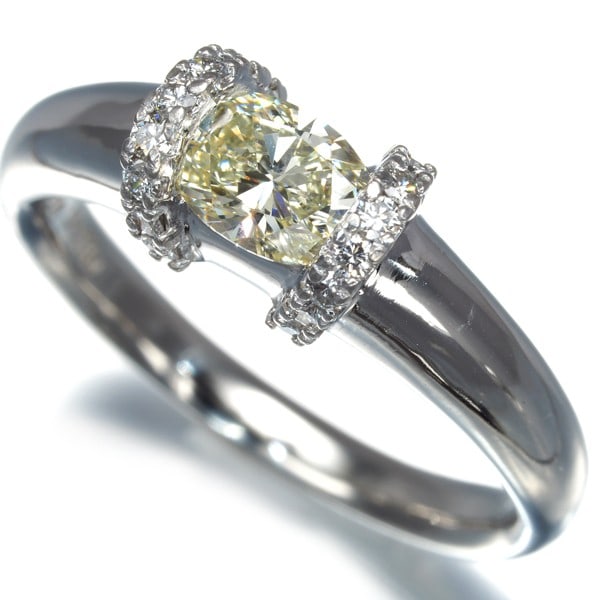 Prefito Ring 0.58Ct Yellow & Clear Oval Us7 900 Platinum (1 of 5)