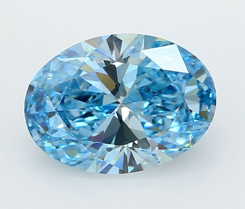 Loose Lab Diamond IGI Oval 2.53ct Fancy Vivid Blue VVS2: Loose Lab Diamond IGI Oval 2.53ct Fancy Vivid Blue VVS2 This 2.53ct lab-grown diamond features a fancy vivid blue color with VVS2 clarity, certified by IGI, and measures 10.83mm x 7.85mm x 4.68mm. 