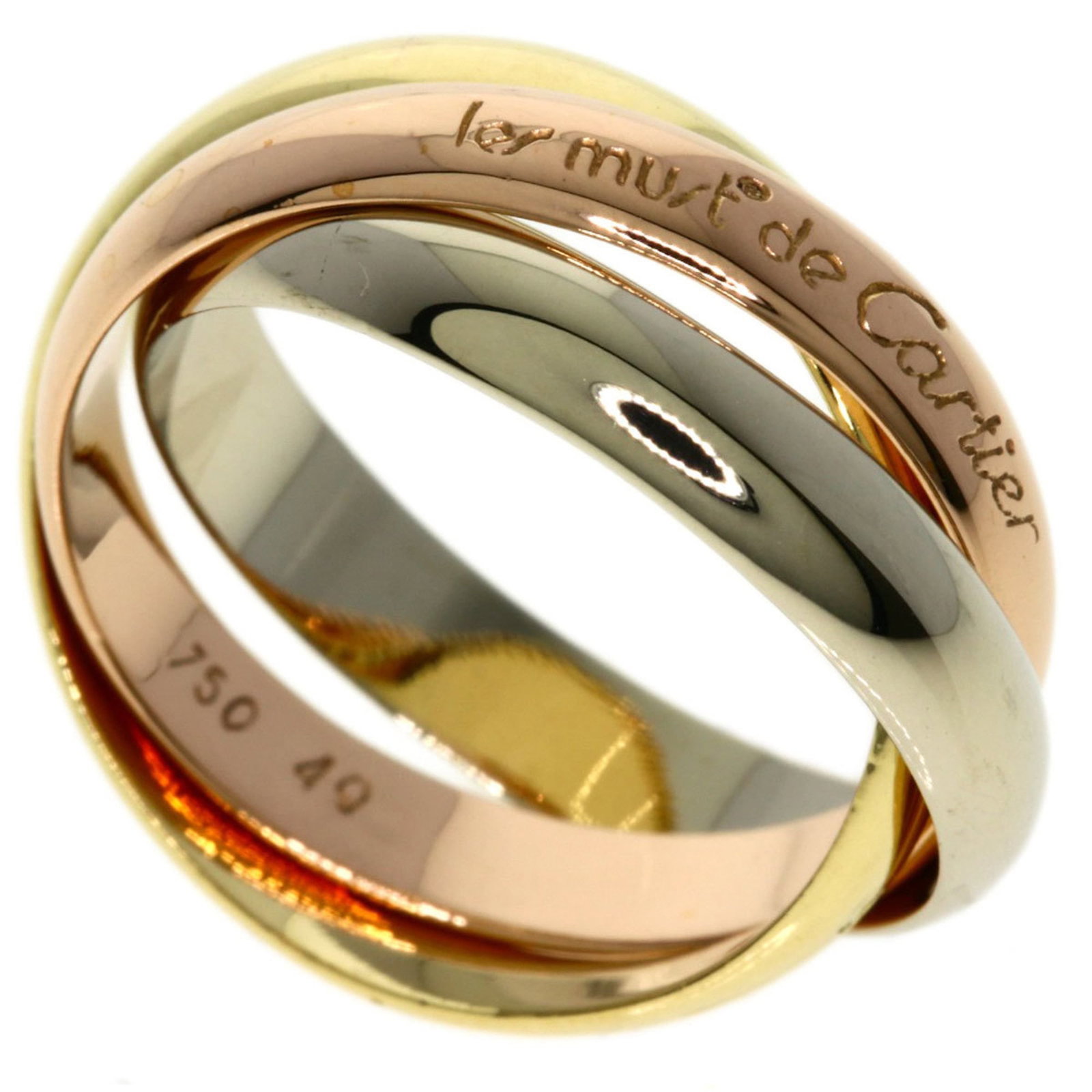 Cartier Band Ring, Pink Gold (18K), White Gold (18K), Yellow Gold (18K): Cartier Band Ring, Pink Gold (18K), White Gold (18K), Yellow Gold (18K) Cartier band ring in pink, white, and yellow gold (18K), size 5, used (like new) condition with hardly any traces of usage. Item