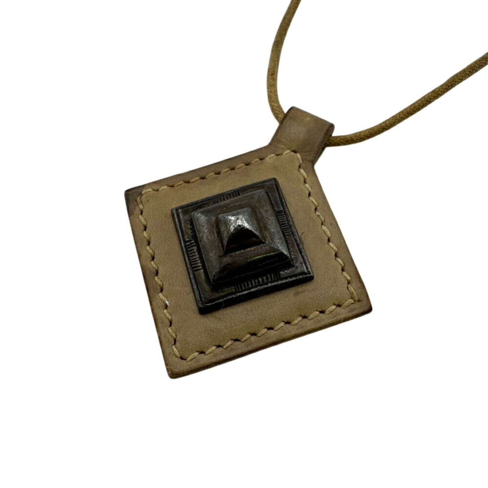 HERMES TOUAREG Pendant Choker, Hand-Carved, Beige Chain Necklace for Women (1 of 11)