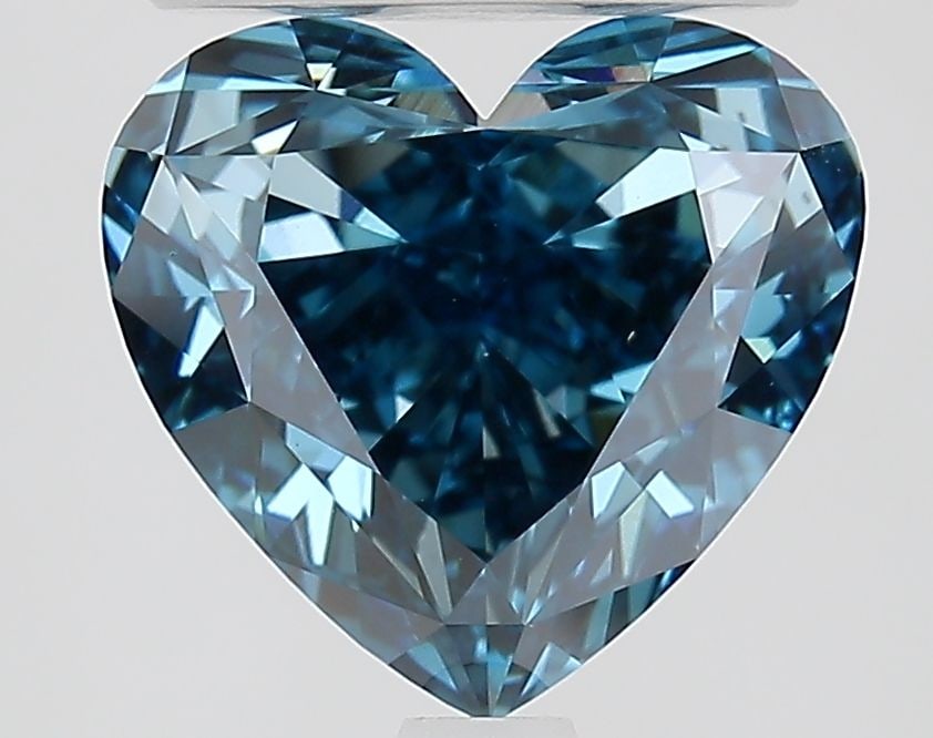 Loose Lab Diamond 2.69ct Fancy Vivid Blue VS1 - IGI Heart: Loose Lab Diamond 2.69ct Fancy Vivid Blue VS1 - IGI Heart Loose lab-grown diamond weighing 2.69 carats, featuring a fancy vivid blue color, VS1 clarity, certified by IGI. Measurements are 8.38L x