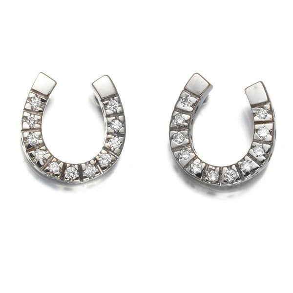 Star Jewelry 18K 750 White Gold Diamond Horseshoe Earrings: Star Jewelry 18K 750 White Gold Diamond Horseshoe Earrings These Star Jewelry earrings are made of 18k white gold and feature natural diamond stones. They are designed as stud earrings. Item Specifics