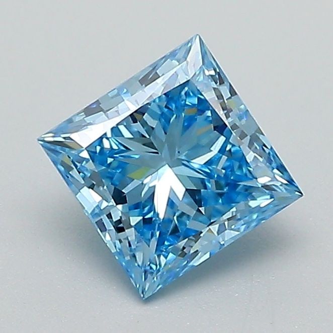 Loose Lab Diamond IGI Princess 1.01ct Fancy Vivid Blue VS1: Loose Lab Diamond IGI Princess 1.01ct Fancy Vivid Blue VS1 Loose lab-grown diamond princess, 1.01ct, featuring a Fancy Vivid Blue color and VS1 clarity, certified by IGI. Measurements are 5.5L X