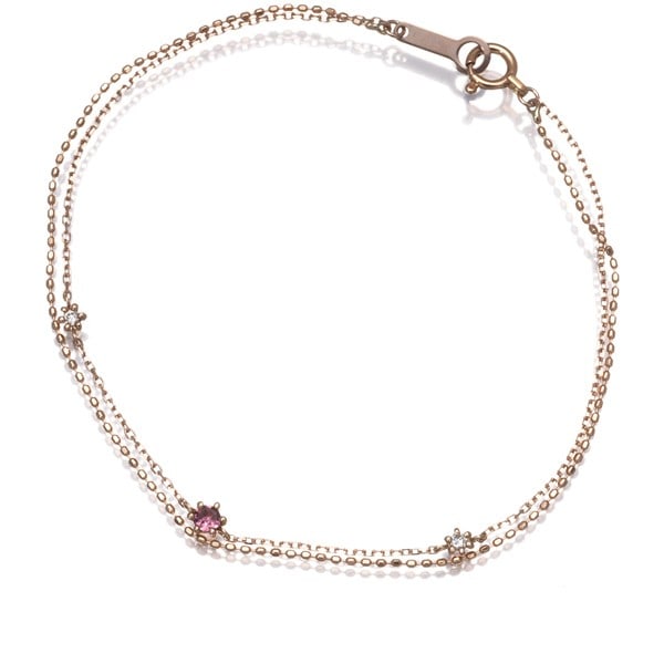 18K 750 Rose Gold 2-Strand Tourmaline Diamond Ball Bead Chain Bracelet: 18K 750 Rose Gold 2-Strand Tourmaline Diamond Ball Bead Chain Bracelet 18K rose gold bracelet featuring natural tourmaline, made in Japan. Item Specifics: Country Of Origin: Japan Metal: Rose Gold Met