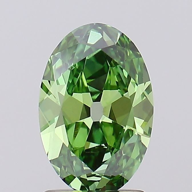 Loose Lab Diamond IGI Oval 1.57ct Fancy Vivid Green VVS2: Loose Lab Diamond IGI Oval 1.57ct Fancy Vivid Green VVS2 This 1.57ct oval lab-grown diamond features a fancy vivid green color and VVS2 clarity, certified by IGI, with measurements of 9.57mm x 6.37mm