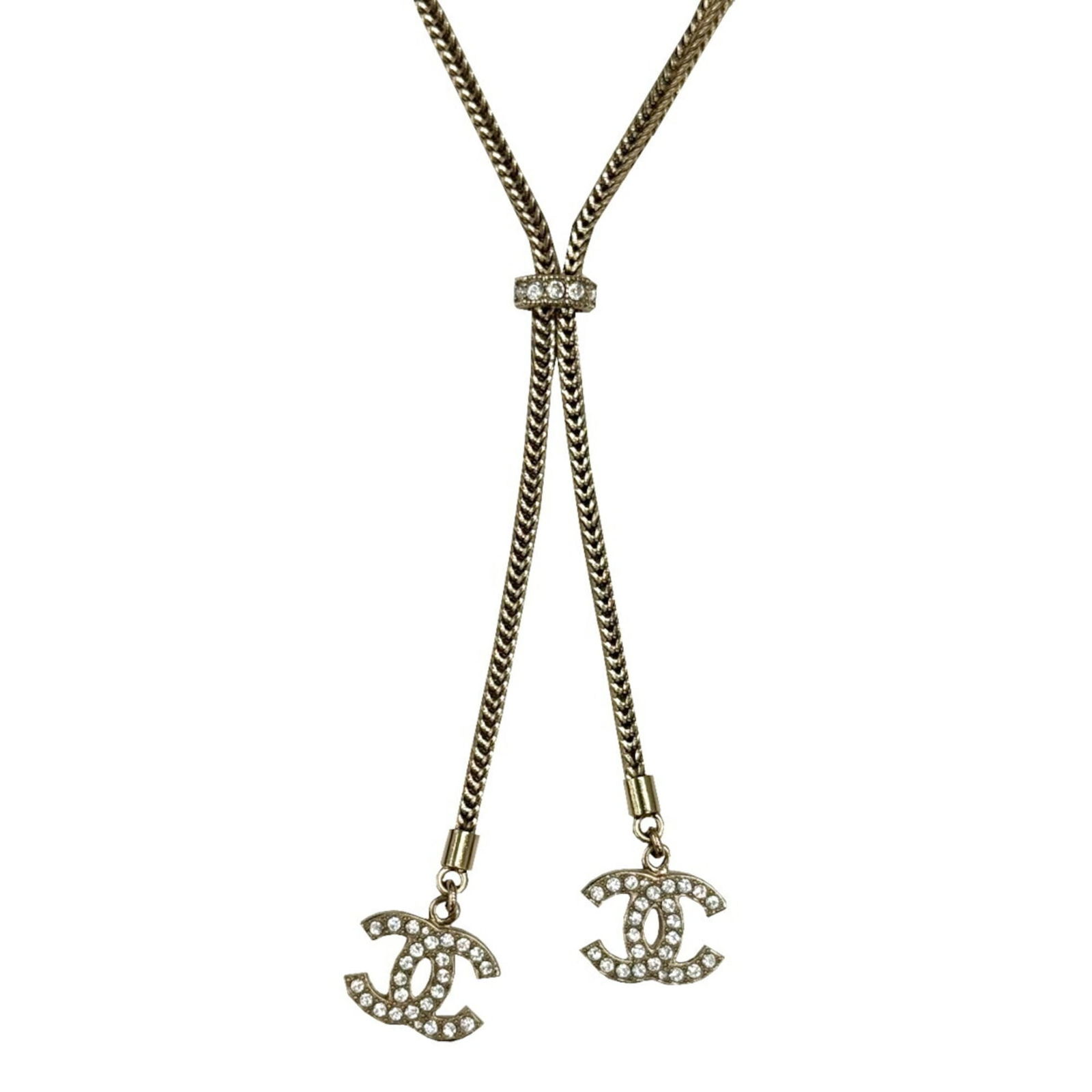 CHANEL Women's Choker Necklace B24K Coco Mark Rhinestone: CHANEL Women's Choker Necklace B24K Coco Mark Rhinestone Chanel women's choker necklace made with gold plating and rhinestones, measuring 27 cm in circumference, in very good used condition with some