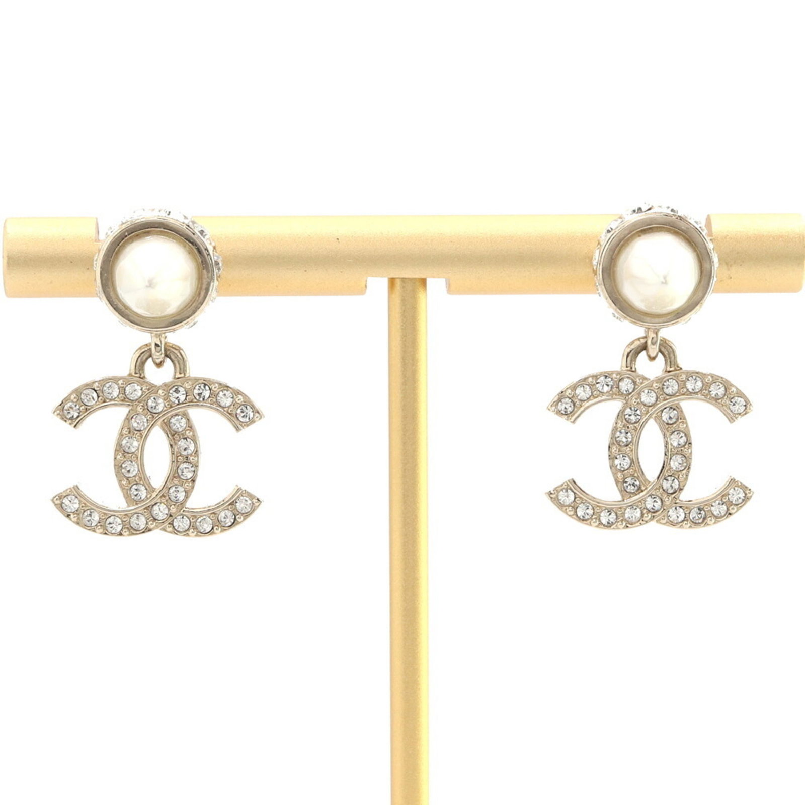 Chanel Stud Earrings with Artificial Pearl, Metal, Rhinestone (1 of 7)