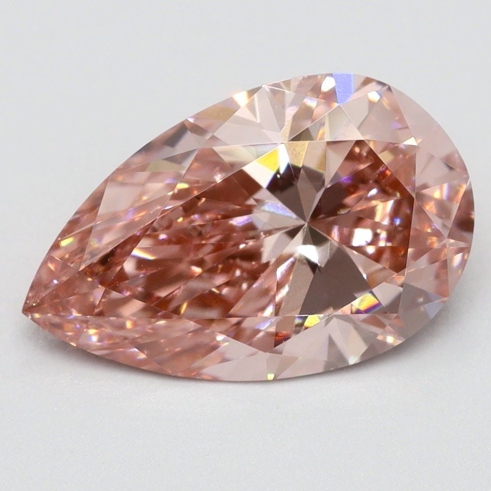 Loose Lab Diamond Pear 1.28ct Fancy Vivid Pink VS1: Loose Lab Diamond Pear 1.28ct Fancy Vivid Pink VS1 This loose lab-grown diamond weighs 1.28ct and is colored Fancy Vivid Pink with VS1 clarity. It is certified with no documentation and has excellent