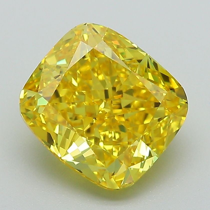 IGI Loose Lab Diamond Cushion Modified 3.11ct Fancy Vivid Yellow VS1: IGI Loose Lab Diamond Cushion Modified 3.11ct Fancy Vivid Yellow VS1 IGI certified loose lab-grown diamond weighing 3.11ct, fancy vivid yellow color, clarity VS1, with measurements of 8.54 x 7.71 x