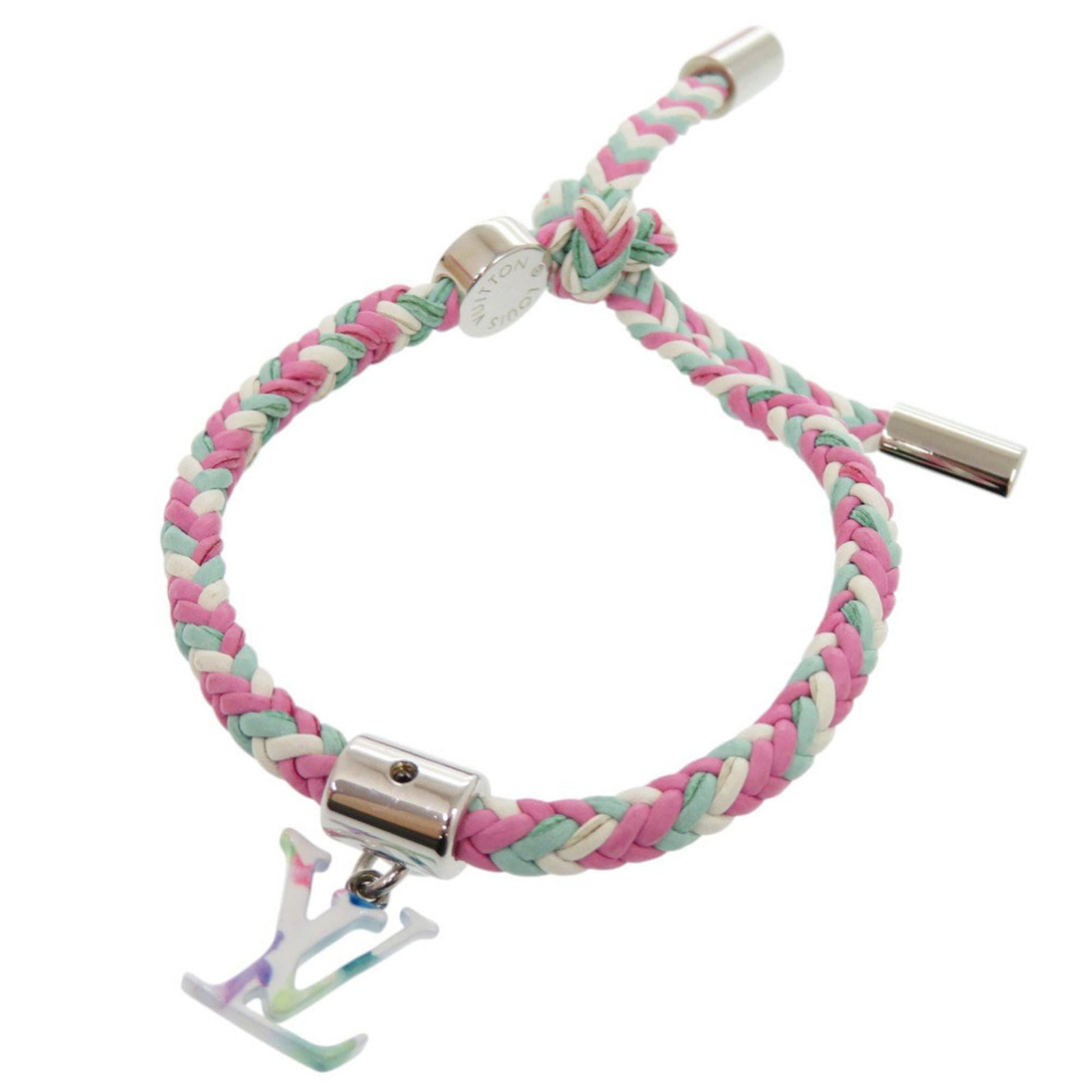 Louis Vuitton Leather Charm Bracelet: Louis Vuitton Leather Charm Bracelet Louis Vuitton leather charm bracelet for women, in green and multi-colors, measuring 34cm in length, in very good used condition. Item Specifics: Brand: Louis