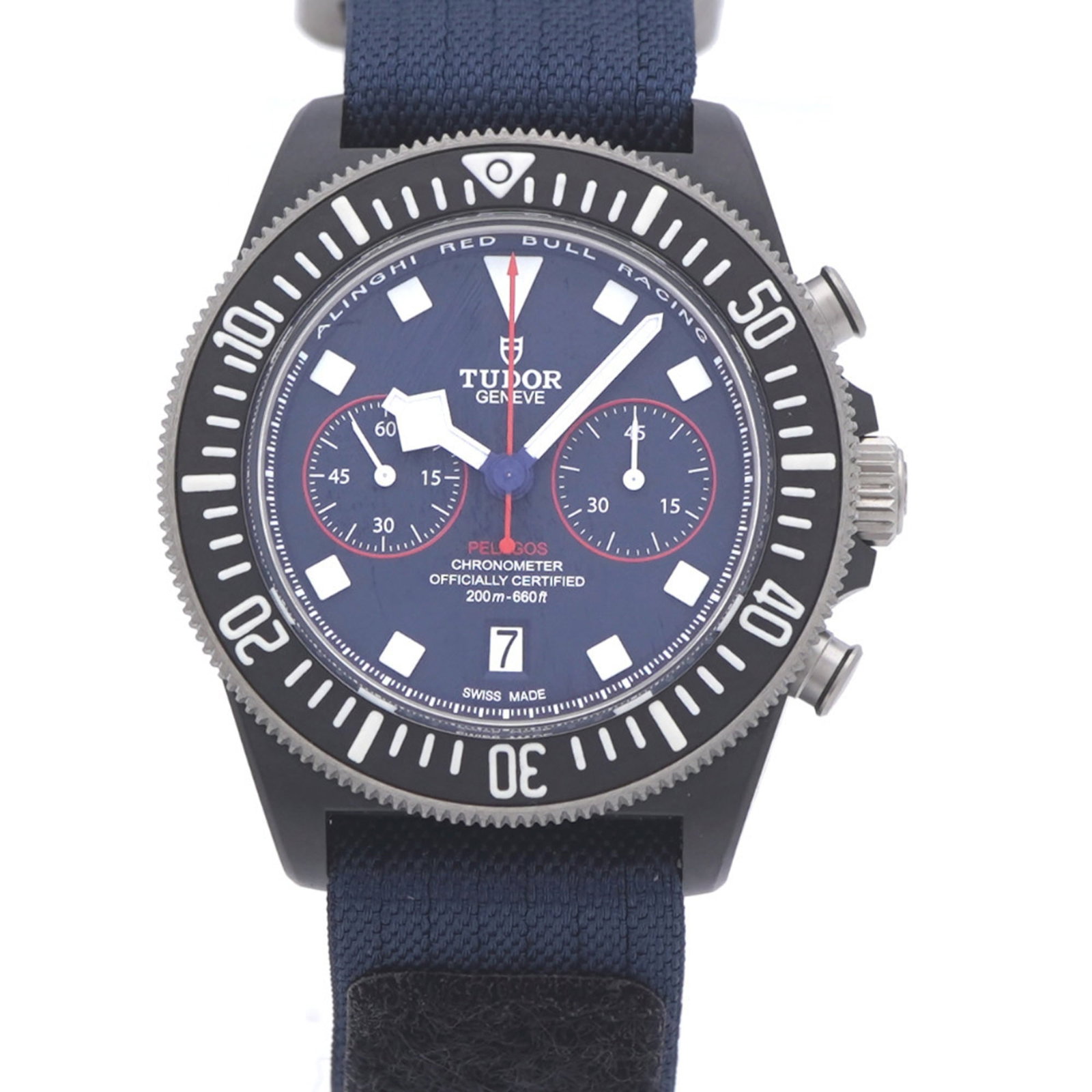 Wristwatch Tudor: Wristwatch Tudor Tudor wristwatch for men featuring a carbon case and titanium band, with a blue dial and a case diameter of 44mm. Condition is like new with minimal signs of usage. Item Specifics: Br
