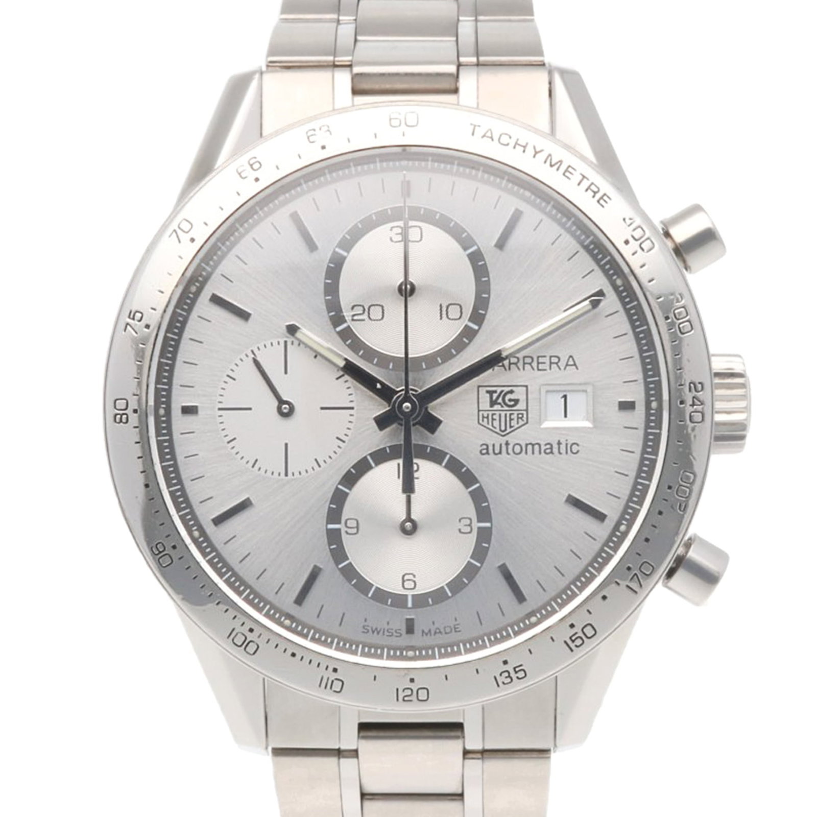 Wristwatch Tag Heuer: Wristwatch Tag Heuer Tag Heuer wristwatch for men made from stainless steel, featuring a silver dial with a case diameter of 41mm and a wrist size of 16.5cm. Condition is used (acceptable) with