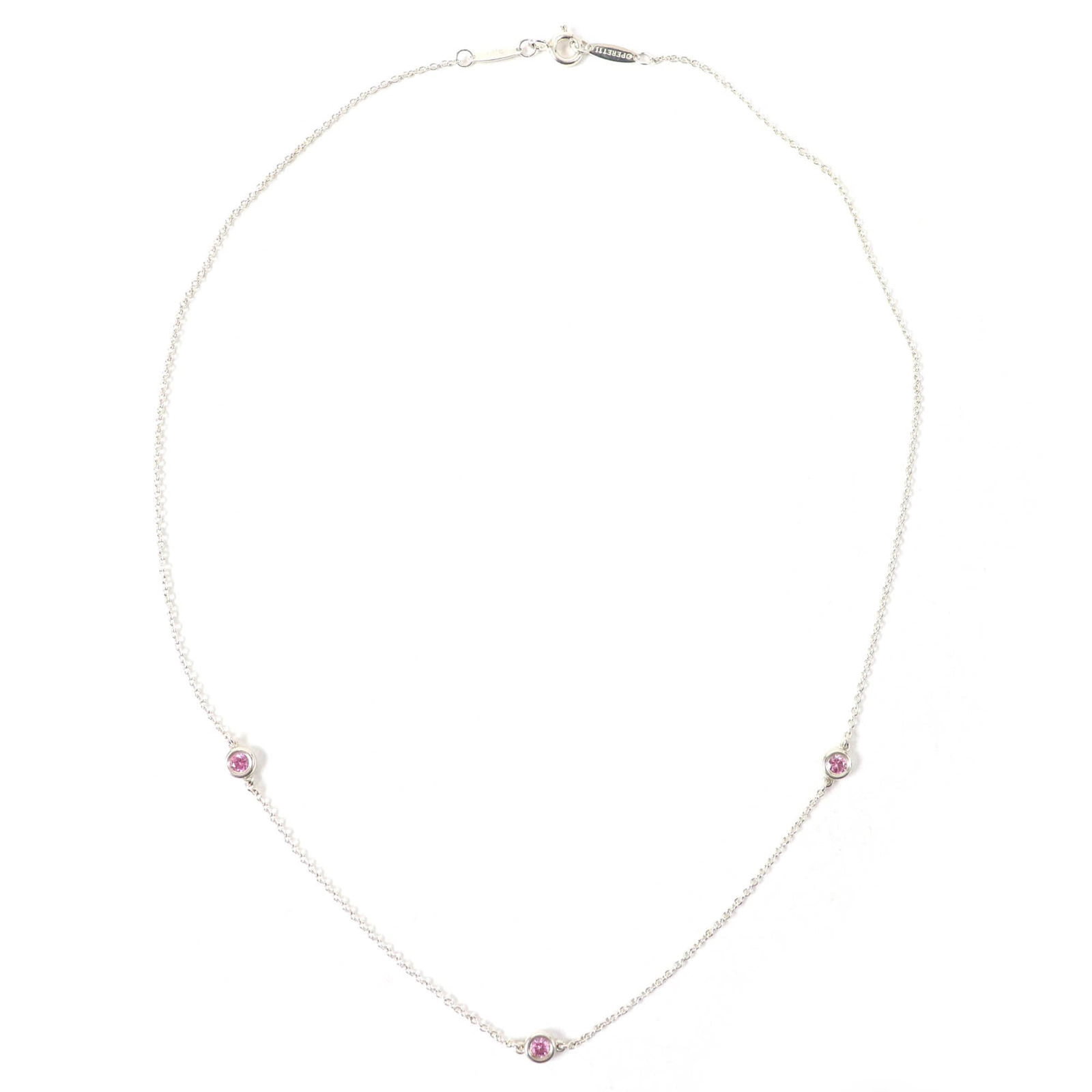 Tiffany & Co. Elsa Peretti Color by the Yard 3-Piece Pendant Necklace 925 Silver Pink Sapphire 2.0g (1 of 8)