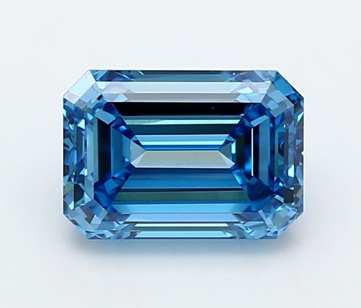 Loose Lab Diamond IGI Emerald 2.55ct Fancy Vivid Blue VS1: Loose Lab Diamond IGI Emerald 2.55ct Fancy Vivid Blue VS1 Loose lab-grown diamond weighing 2.55ct, emerald cut, fancy vivid blue color, VS1 clarity with IGI certification. Item Specifics: Source: This