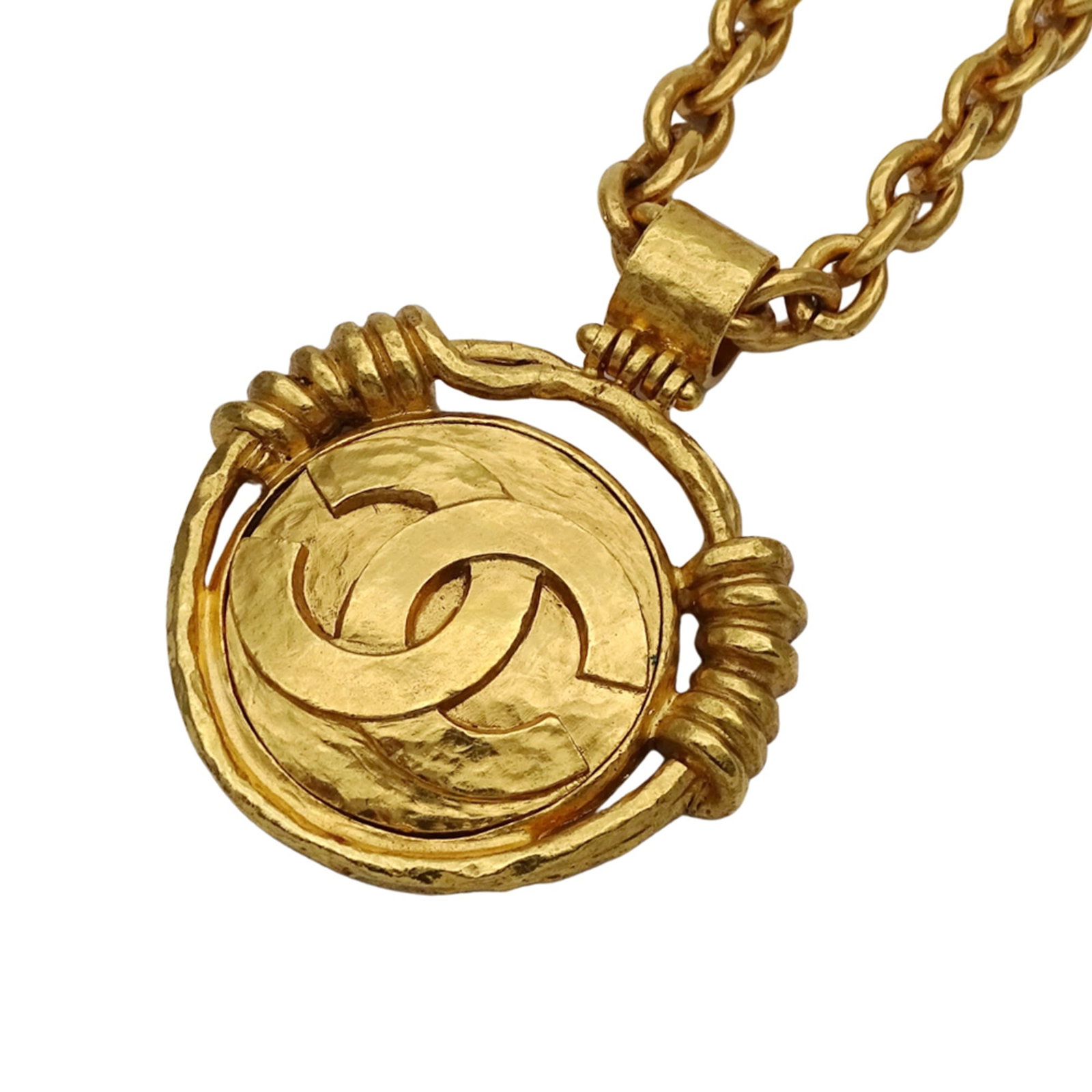 vintage Chanel necklace Coco Mark women's men's brand metal GP gold round large (1 of 9)