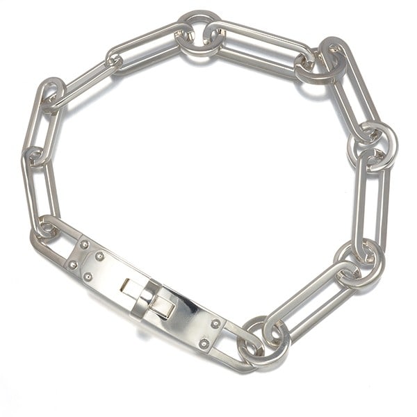 Hermes Kelly Chaine Simple Tour Bracelet 18 Engraved 925 Sterling Silver: Hermes Kelly Chaine Simple Tour Bracelet 18 Engraved 925 Sterling Silver Hermes Kelly Chaine Simple Tour Bracelet, made from 925 sterling silver, no main stone, from Italy. Item Specifics: Country Of