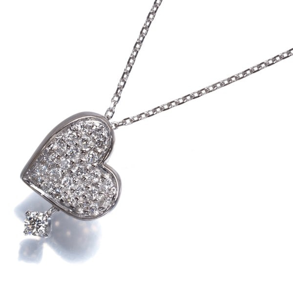 Vendome 0.30ct Heart Paved Diamond Necklace in 18K White Gold: Vendome 0.30ct Heart Paved Diamond Necklace in 18K White Gold Vendome 0.30ct heart paved diamond necklace in 18K white gold from Japan, featuring natural diamonds in a pendant style. Item Specifics: