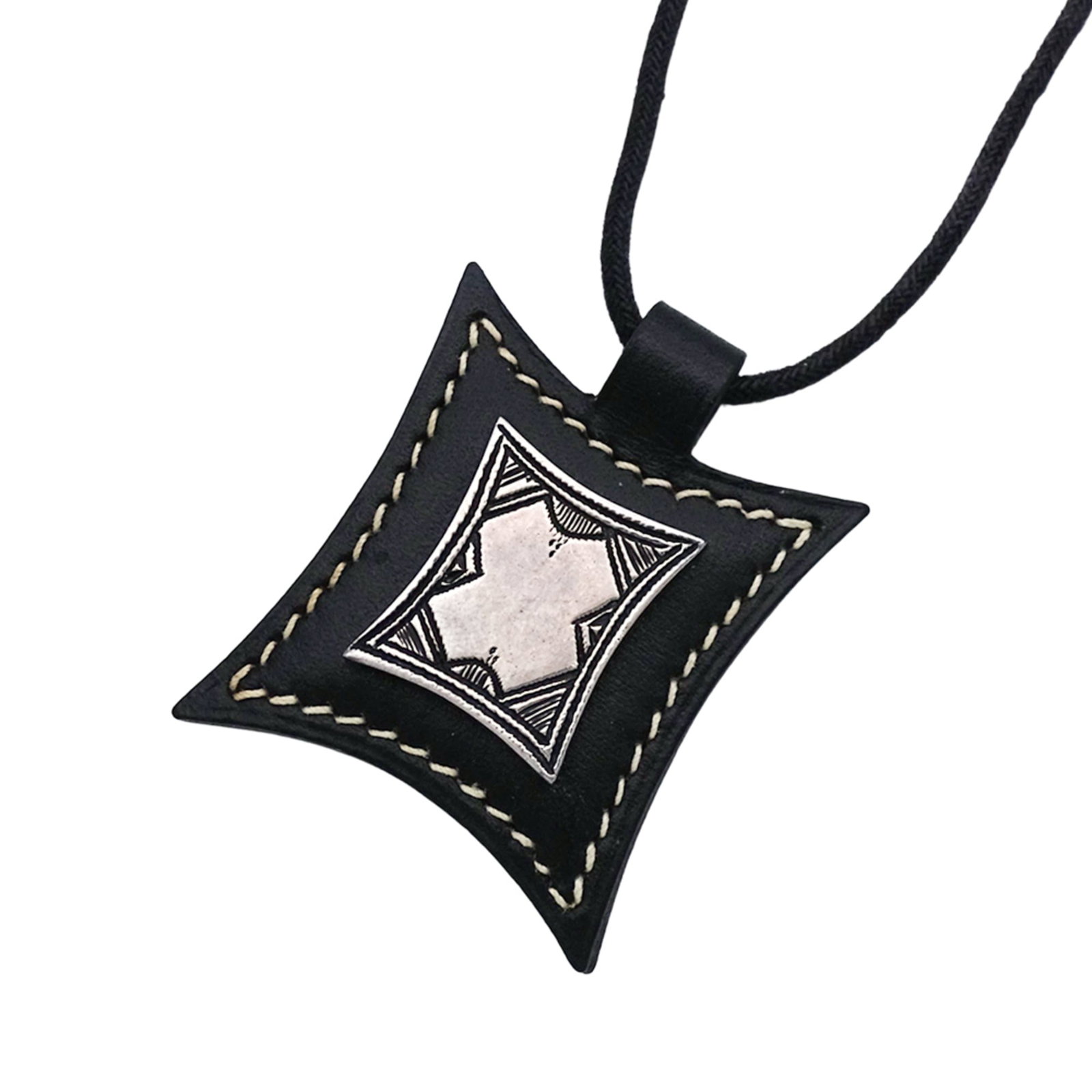 Hermes Touareg Choker for Men and Women, Vintage Black Silver Leather (1 of 9)