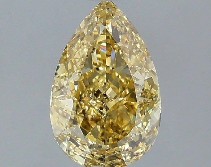 Loose Lab Diamond 1.07ct Fancy Intense Yellow SI1 - IGI Pear: Loose Lab Diamond 1.07ct Fancy Intense Yellow SI1 - IGI Pear This 1.07ct loose lab-grown diamond features a fancy intense yellow color and SI1 clarity, with measurements of 8.58L x 5.56W x 3.29H,