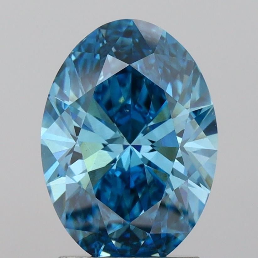 Loose Lab Diamond IGI Oval 2.11ct Fancy Vivid Blue VS2: Loose Lab Diamond IGI Oval 2.11ct Fancy Vivid Blue VS2 Loose Lab Diamond certified by IGI, weighing 2.11ct in an Oval cut, Fancy Vivid Blue color, VS2 clarity, and measurements of 10.49L x 7.47W x