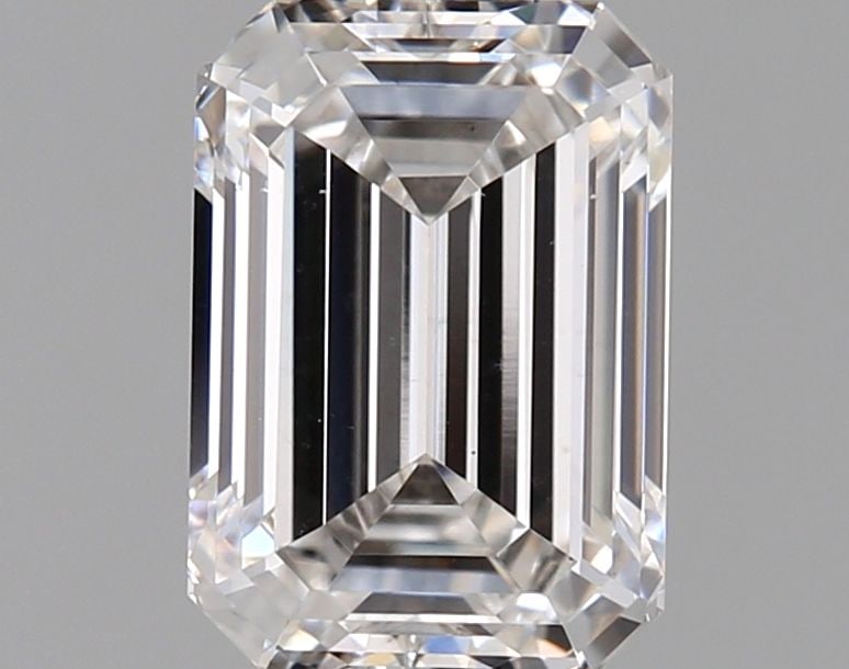 Loose Lab Diamond - IGI Emerald 1.32ct F VS2: Loose Lab Diamond - IGI Emerald 1.32ct F VS2 Loose lab-grown diamond weighing 1.32ct with an emerald cut, F color, and VS2 clarity, certified by IGI. Measurements are 7.46L X 5.2W X 3.45H. Item