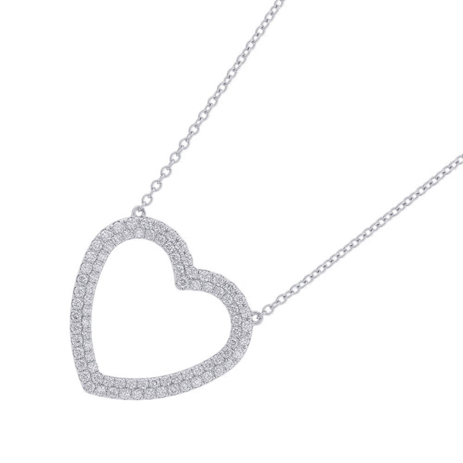 Tiffany & Co. 18K White Gold Metro Heart Necklace with Diamonds: Tiffany & Co. 18K White Gold Metro Heart Necklace with Diamonds Tiffany & Co. 18K white gold Metro heart necklace with diamonds, 41 cm long, in very good condition. Item Specifics: Brand: Tiffany