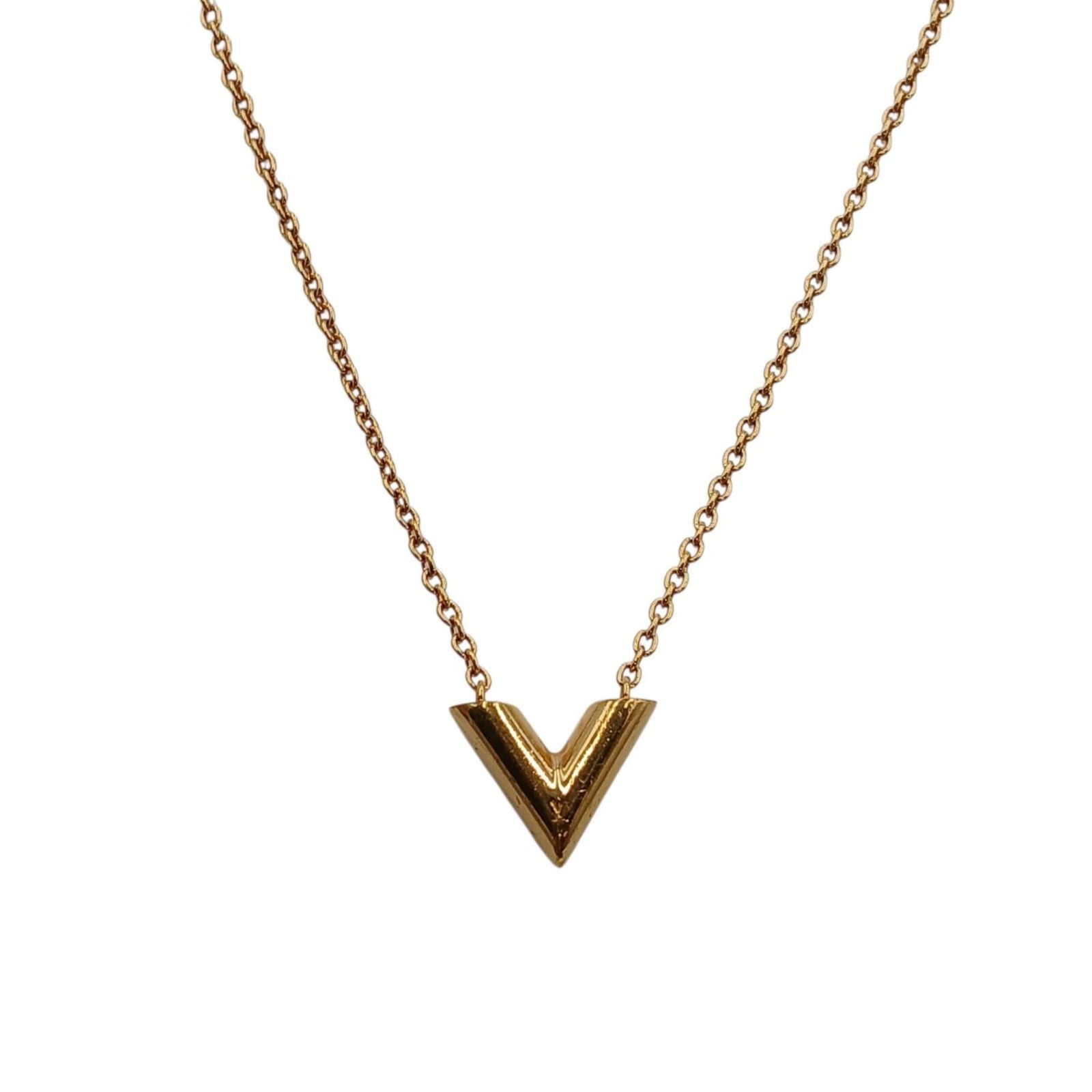 Women's Louis Vuitton Essential V Necklace M61083 Gold: Women's Louis Vuitton Essential V Necklace M61083 Gold This listing features Women's Louis Vuitton Essential V Necklace M61083 Gold. Item specifics are provided below. Item Specifics: Brand: Louis