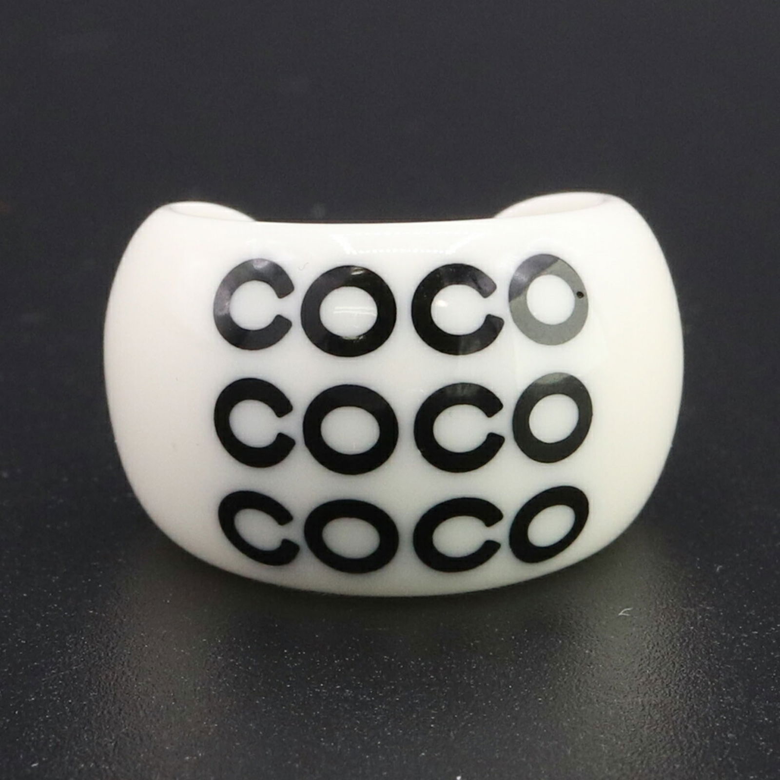 Chanel Plastic Band Ring: Chanel Plastic Band Ring This listing features Chanel Plastic Band Ring. Item specifics are provided below. Item Specifics: Brand: Chanel Type: Band Ring Gender: Women Color: Black, Ivory Material: