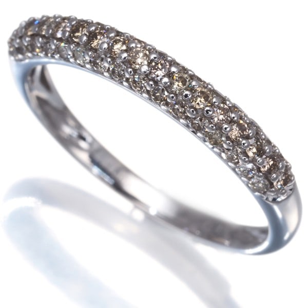 Gold Gstv Ring Brown Diamond 0.40Ct Paved Us5.75-6 18K 750 White (1 of 4)