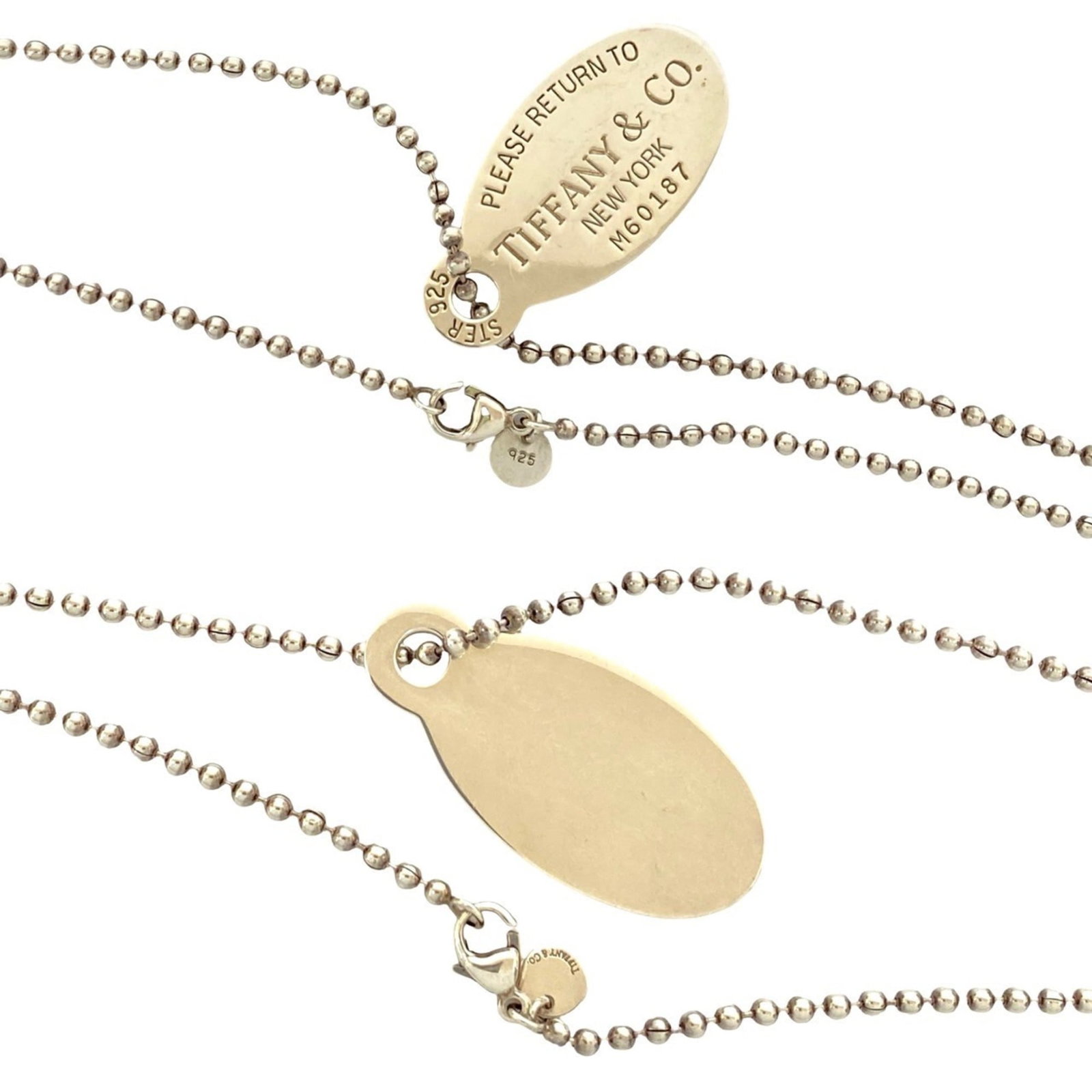 11181 TIFFANY & Co. Tiffany Return to Oval Tag Sterling Silver Long Chain Necklace Pendant (1 of 5)