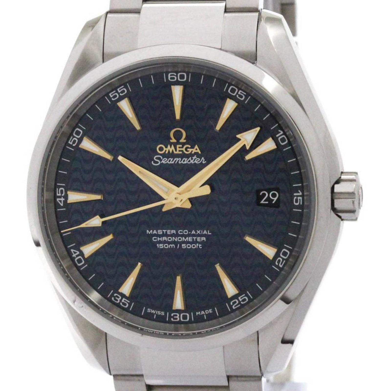 Wristwatch Omega: Wristwatch Omega Omega wristwatch for men with a stainless steel case and band, featuring a blue dial, 41mm case diameter, and in very good used condition with minor traces of usage. Item Specifics: B