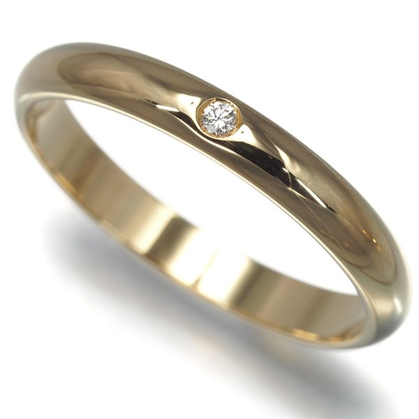 Gold Cartier Ring Diamond 1895 Wedding Band 2.5Mm Eu49 18K 750 Yellow (1 of 5)