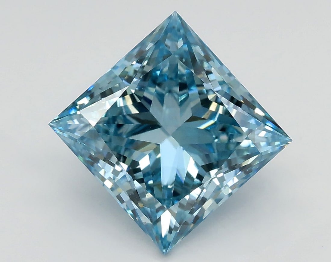 Loose Lab Diamond - IGI Princess 3.54ct Fancy Vivid Greenish Blue VS2 (1 of 1)