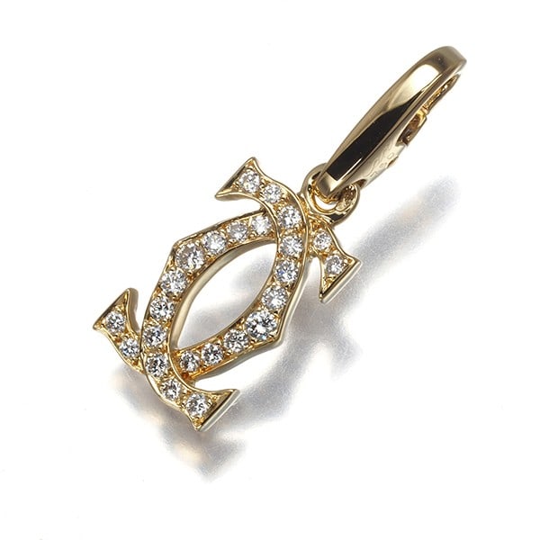 Cartier 18K 750 Yellow Gold Pendant Diamond 2C Double C C2 Charm (1 of 5)