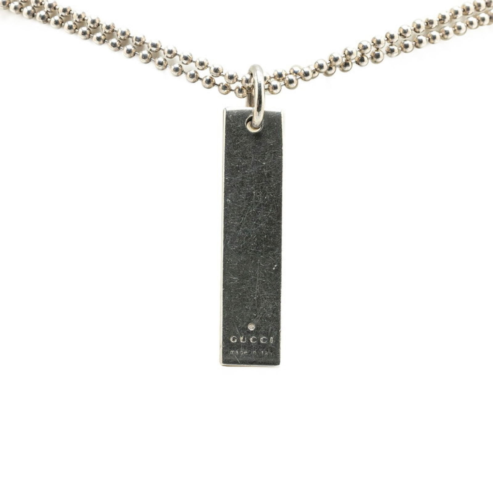 GUCCI Plate Double Chain Necklace SV925 Silver Women's (1 of 5)