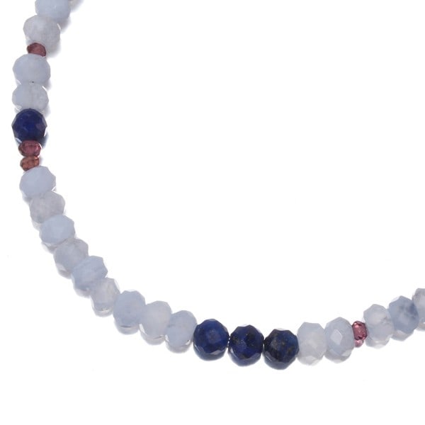 925 Star Jewelry Necklace Chalcedony Lapis Lazuli Garnet 10K Yg/ Silver (1 of 8)